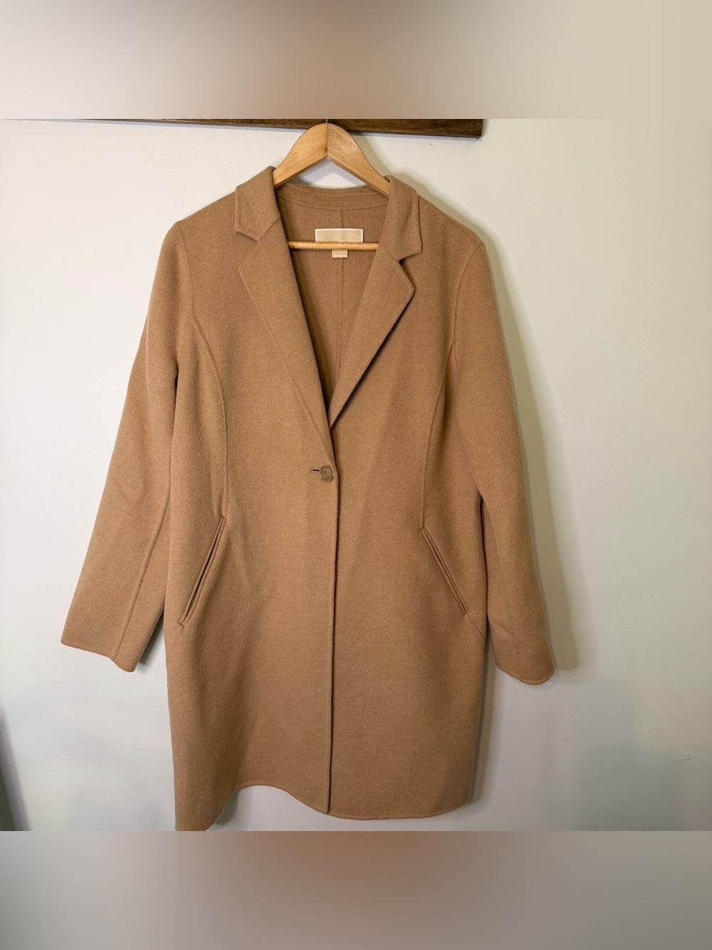 Michael Kors Camel Wool Blend Coat Size 14 Classic Tailored Jacket